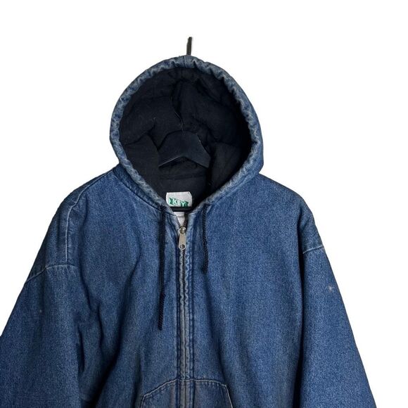 Vintage Key Denim Hooded Active Jacket Made In USA XL - Picture 2 of 9